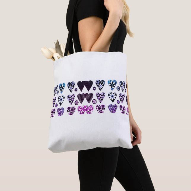 Hearts & Flowers Modern Colour Pop Tote Bag (Close Up)
