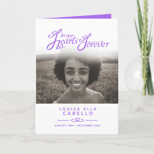 Hearts forever funeral program purple white