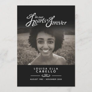 Hearts forever funeral service program black white