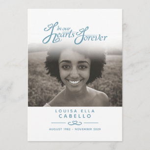 Hearts forever funeral service program blue grey