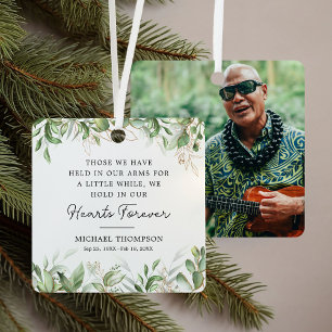 Hearts Forever Memorial Photo Christmas Metal Tree Decoration
