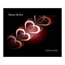 Hearts Fractal Art Poster Wall Decor Graphic Arts