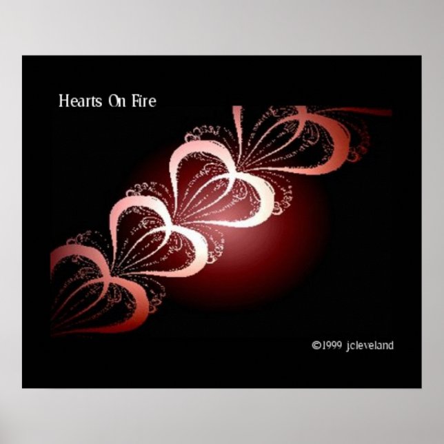 Hearts Fractal Art Poster Wall Decor Graphic Arts (Front)