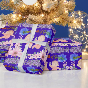 Hearts full of Giggles blue Wrapping Paper