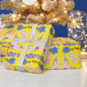 Hearts full of Giggles yellow Wrapping Paper