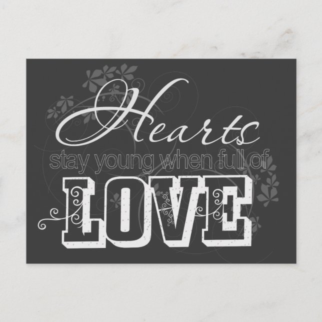 Hearts Full of Love Quote Postcard (Front)