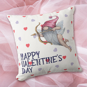 Hearts Funny Valentine Cupid Gnome Cushion
