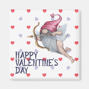 Hearts Funny Valentine Cupid Gnome Magnet
