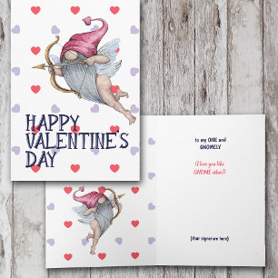 Hearts Funny Valentine Cupid Gnome Sweetheart Holiday Card