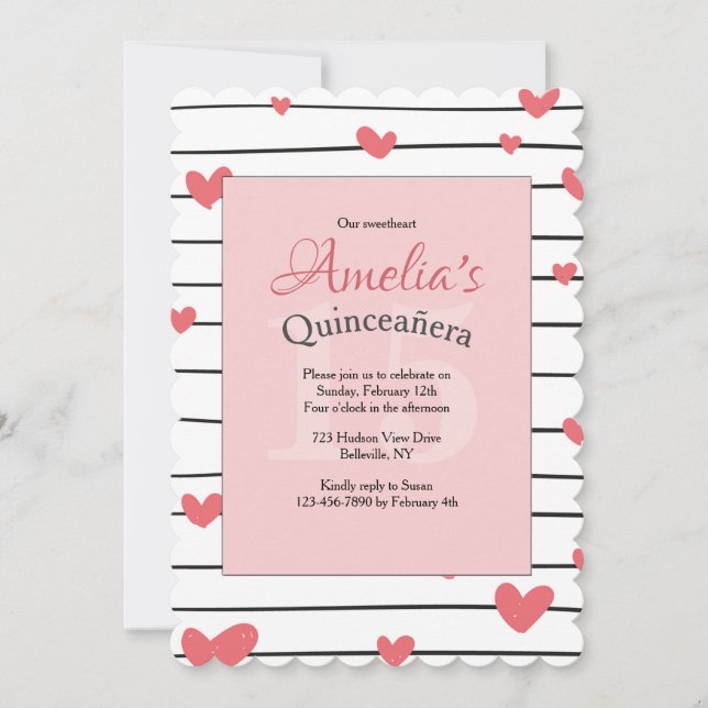 Hearts Galore Quinceañera Invitation (Front)