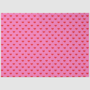 Hearts Galore, red hearts on pink, Tissue Paper