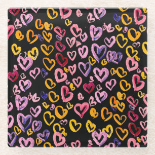 Hearts Galore: Watercolor Seamless Pattern Glass Coaster