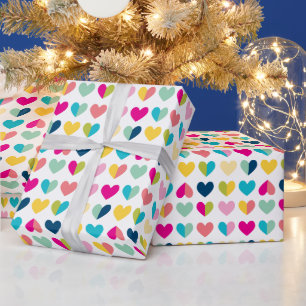 HEARTS geometric pattern colourful modern rainbow Wrapping Paper