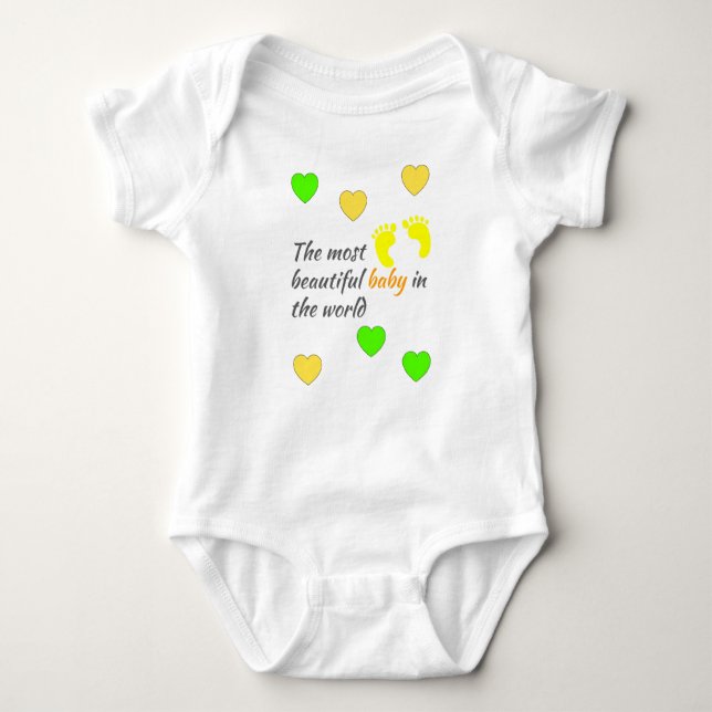 Hearts Gift: The Most Beautiful Baby in the World Baby Bodysuit (Front)