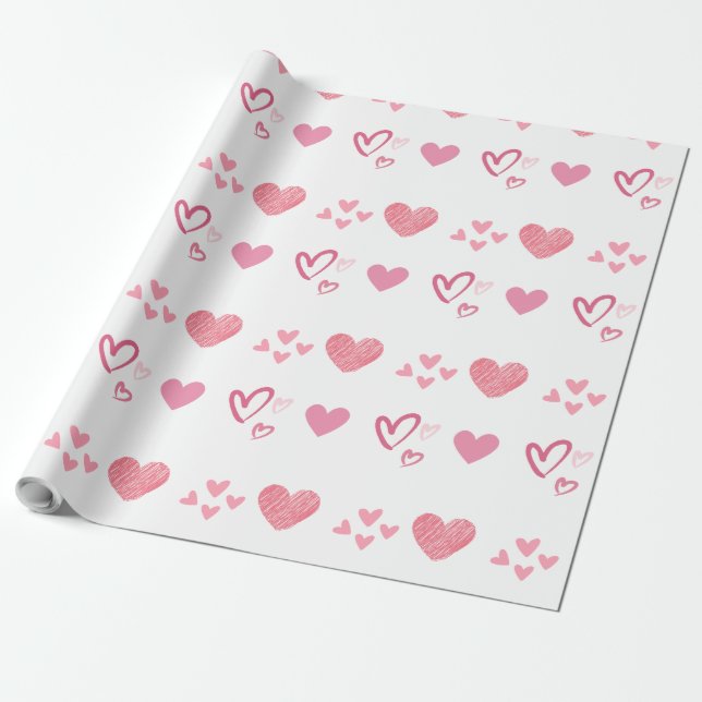 Hearts Gift  Wrapping Paper  (Unrolled)
