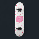 Hearts Girl Skateboard Monogram & Name<br><div class="desc">Make this Hearts Girl Skateboard with Monogram & Name your own by adding your text. To access advanced editing tools, please go to "Personalise this template" and click on "Details", scroll down and press the "click to customise further" link. Ideal for any Occasion such as birthday or Graduation, for outdoor...</div>