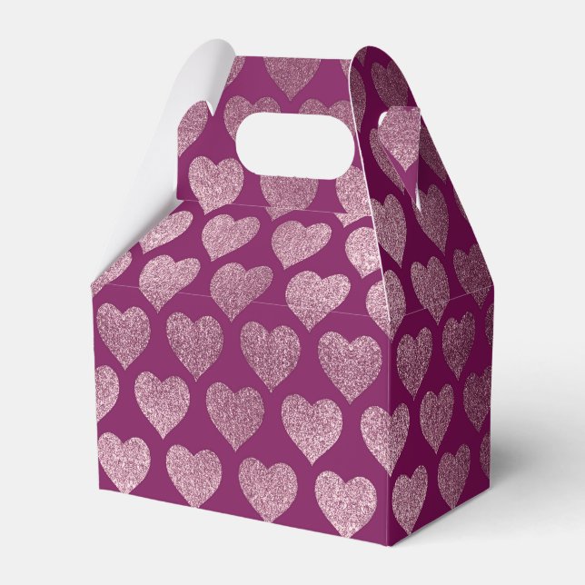 Hearts Glitter Pattern Favour Box (Front Side)