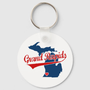Hearts Grand Rapids Michigan Key Ring
