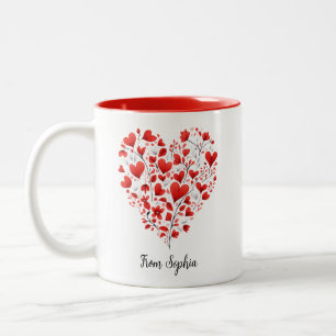 Hearts Graphic, Mother's Day Two-Tone Coffee Mug