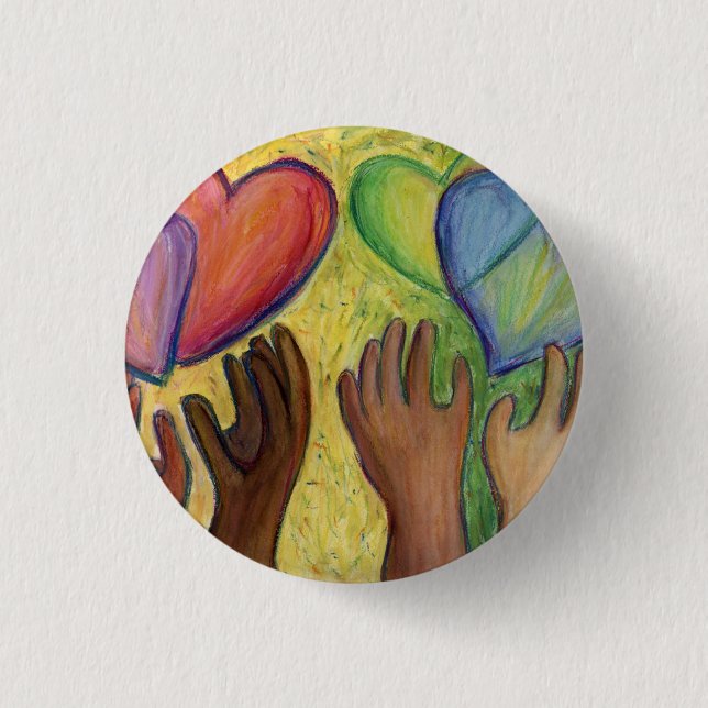 Hearts & Hands Diversity Love Lapel Pin or Buttons (Front)
