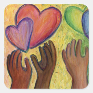 Hearts & Hands Love Diversity Art Decal Sticker