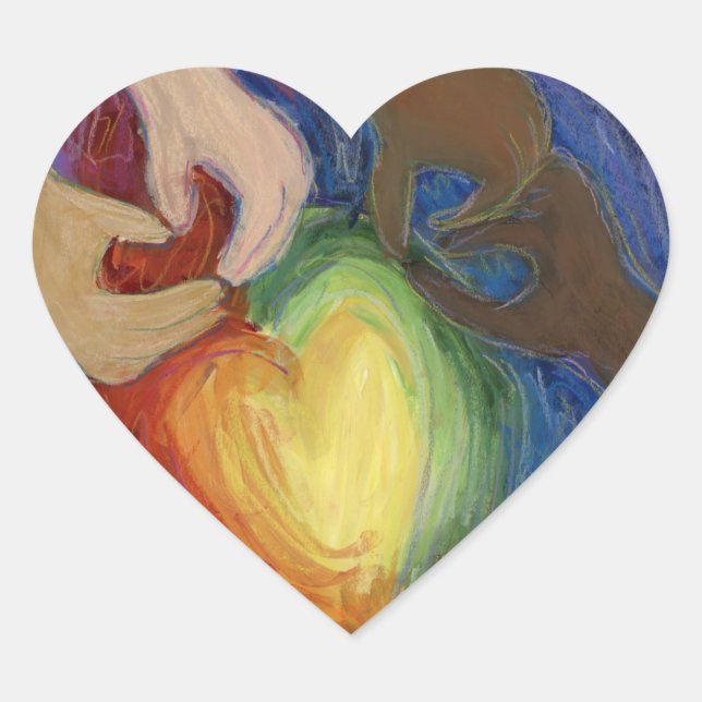 Hearts & Hands Love Diversity Art Decal Stickers (Front)