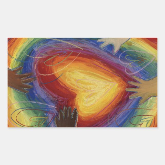 Hearts & Hands Love Diversity Art Decal Stickers (Front)