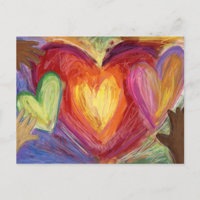 Hearts & Hands Love Diversity Custom Art Postcards (Front)