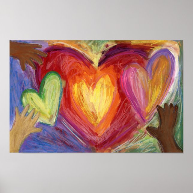 Hearts & Hands Love Painting Art Poster Print (Front)