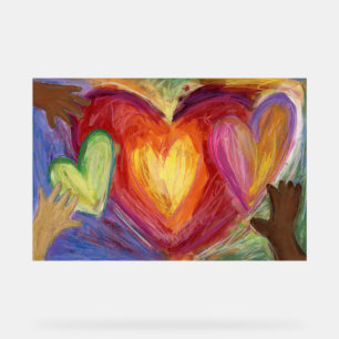 Hearts & Hands Love Painting DEI Art Print Sign