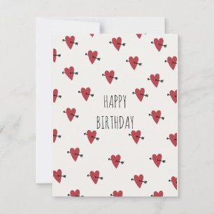 Hearts Happy Birthday Holiday Card