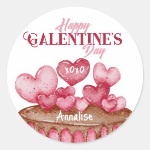 Hearts Happy Galentine's Day Classic Round Sticker