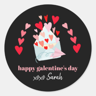 Hearts Happy Galentine's Day  Classic Round Sticker