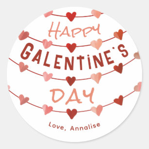 Hearts Happy Galentine's Day Classic Round Sticker