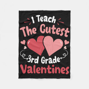 Hearts Happy Teacher I Teach The Cutest 3rd Grade Fleece Blanket