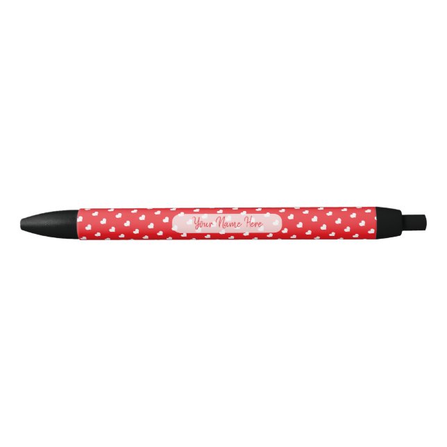 Hearts Happy Valentine’s Day Modern Love Pattern Black Ink Pen (Front)