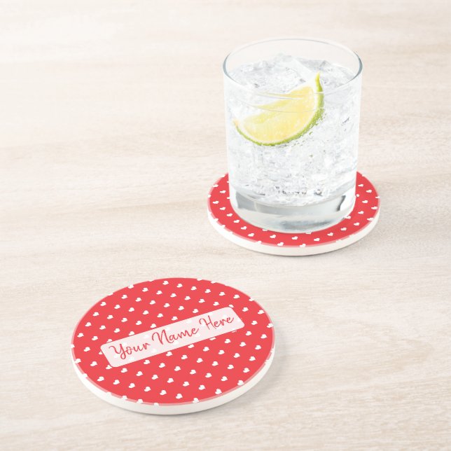Hearts Happy Valentine’s Day Modern Love Pattern Coaster (Side)