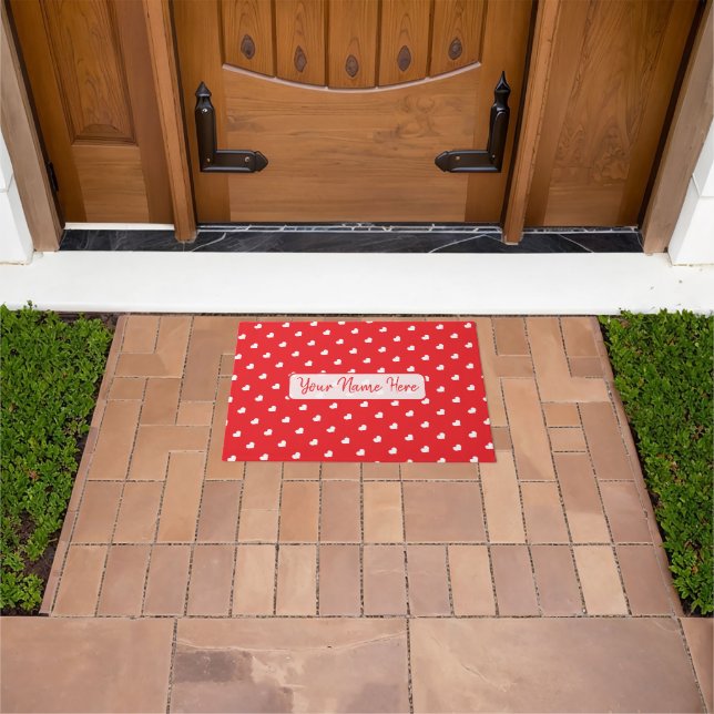 Hearts Happy Valentine’s Day Modern Love Pattern Doormat (Outdoor)