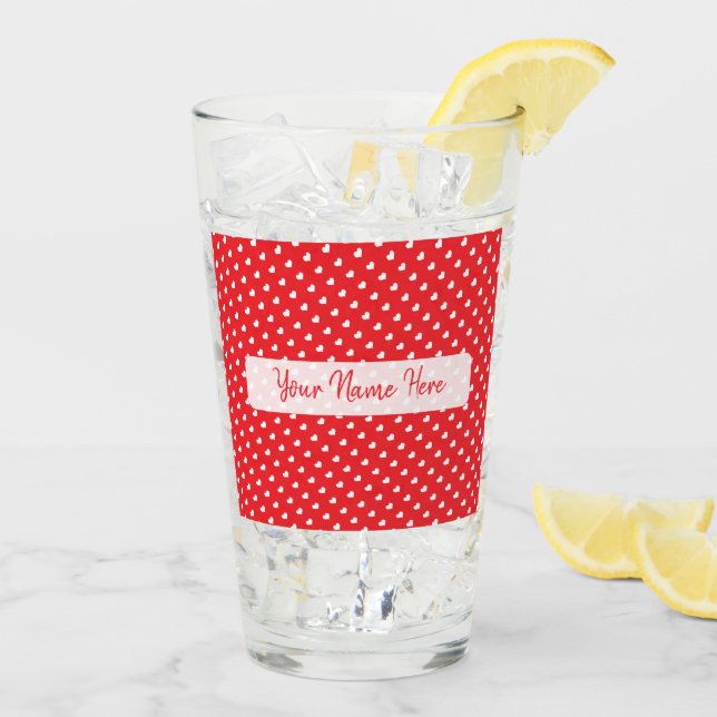 Hearts Happy Valentine’s Day Modern Love Pattern Glass (Back Ice)