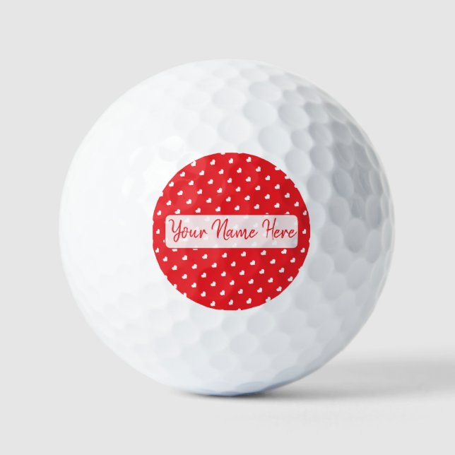 Hearts Happy Valentine’s Day Modern Love Pattern Golf Balls (Front)