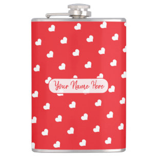 Hearts Happy Valentine’s Day Modern Love Pattern Hip Flask