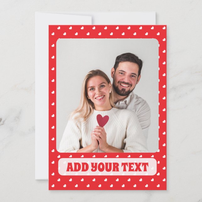 Hearts Happy Valentine’s Day Modern Love Pattern Holiday Card (Front)