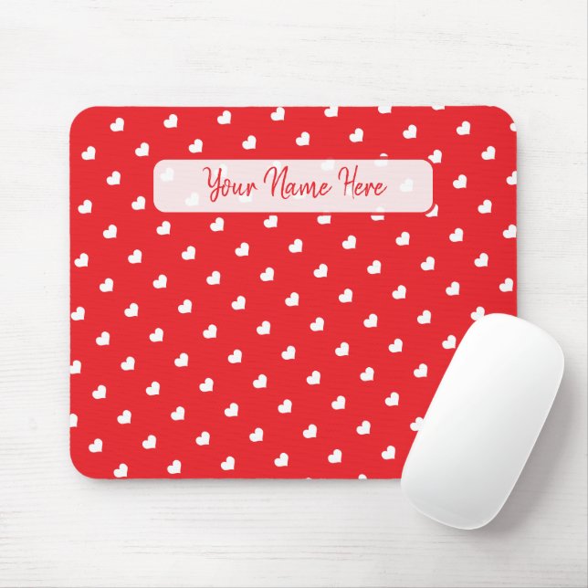 Hearts Happy Valentine’s Day Modern Love Pattern Mouse Pad (With Mouse)