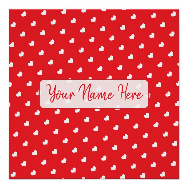 Hearts Happy Valentine’s Day Modern Love Pattern Poster (Front)