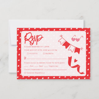 Hearts Happy Valentine’s Day Modern Love Pattern RSVP Card