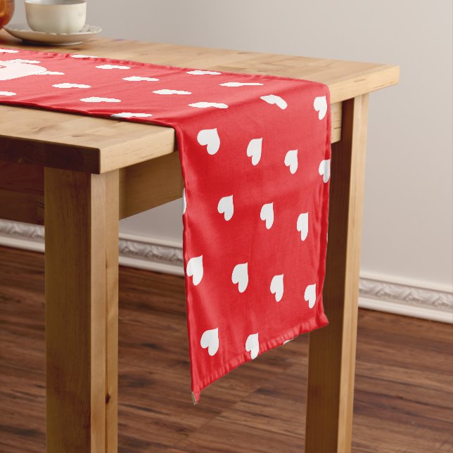 Hearts Happy Valentine’s Day Modern Love Pattern Short Table Runner (In Situ)