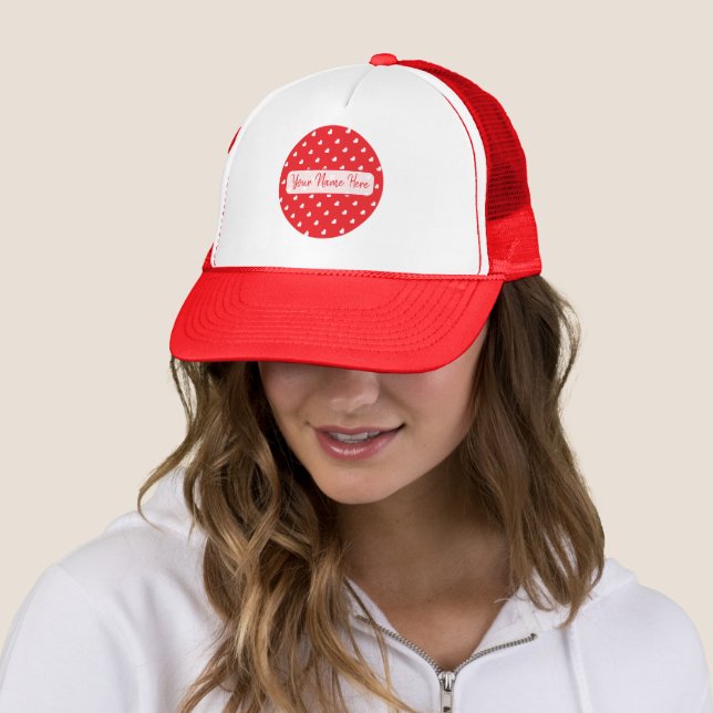 Hearts Happy Valentine’s Day Modern Love Pattern Trucker Hat (In Situ)