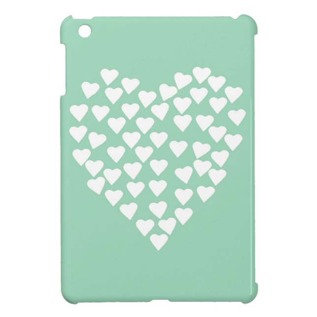 Hearts Heart White on Mint iPad Mini Case (Back)