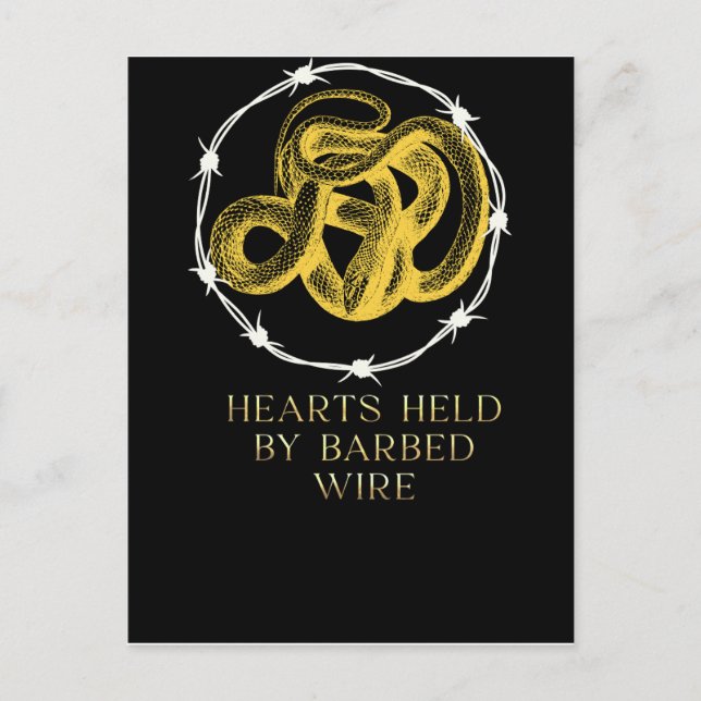 Hearts Held by Barbed Wire Postcard (Front)