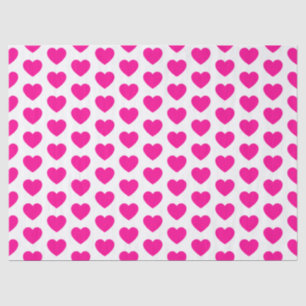 Hearts, Hot Pink on White Tissue Paper